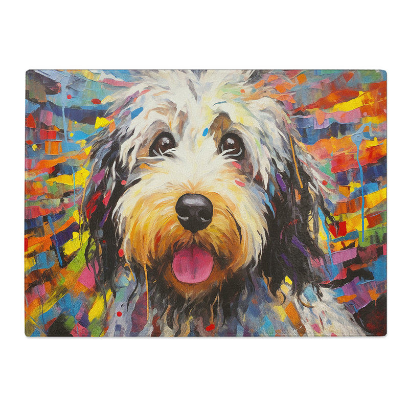 Cockapoo Abstract  Glass Chopping Board