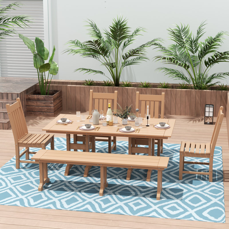 Ensemble de salle à manger rectangulaire pour 6 personnes 71 po Laguna, Teck