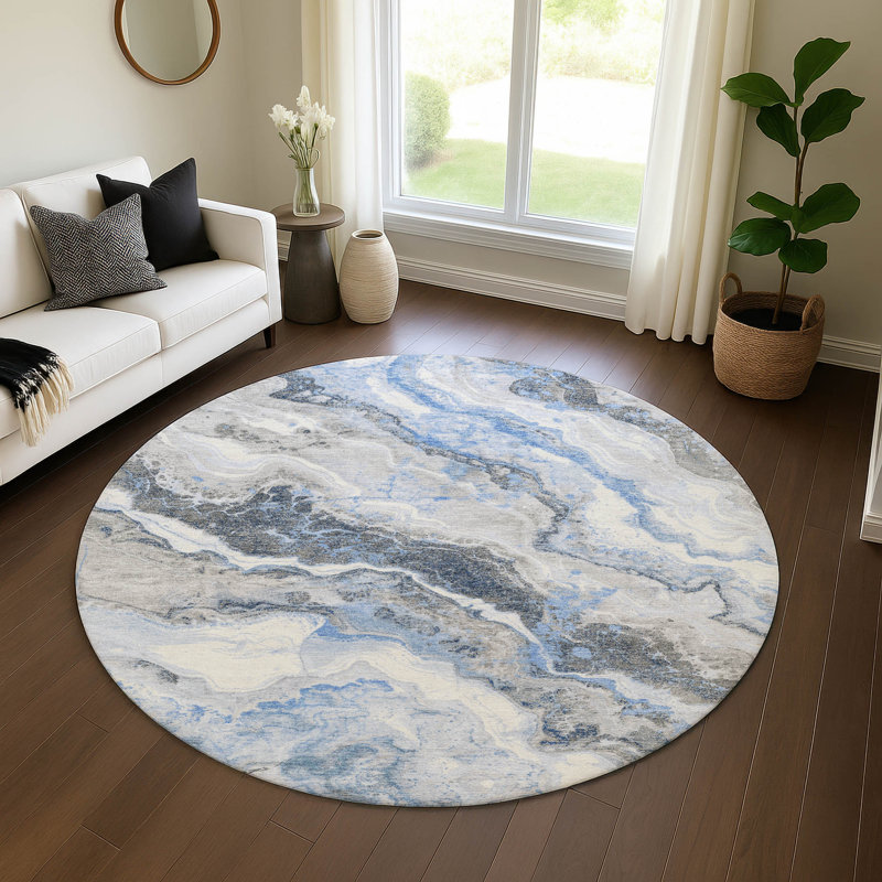 Premium Machine Washable Varroville AMF1709 Abstract Rug, Round 8'