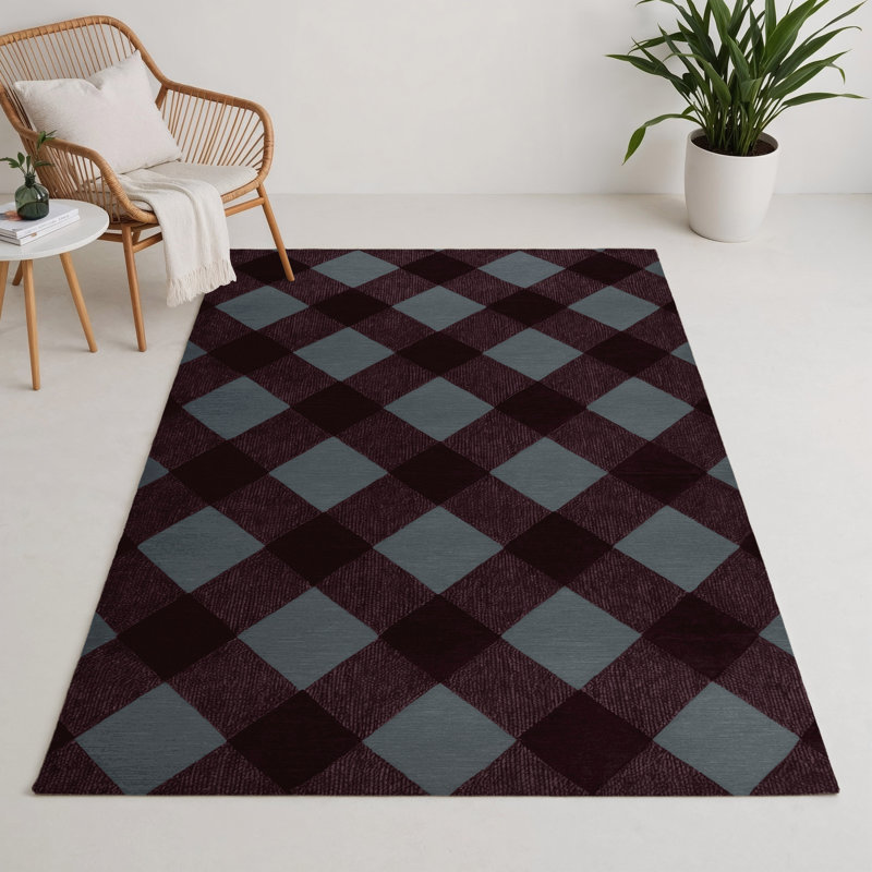Tapis d'intérieur et d'extérieur à carreaux rouge, Rectangle 9 pi x 12 pi