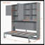 Lit escamotable mural simple avec armoire supérieure, tablettes, lit pliable peu encombrant avec lumière et USB, gris-1083471427