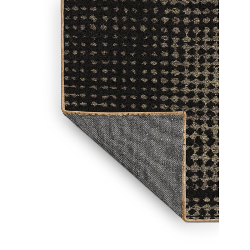 Tapis oriental brun / noir en laine et polyester tissé à la machine Zilynn, Rectangle 4 pi x 6 pi