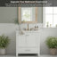 Meuble-lavabo de 30 po avec cadre en bois massif et comptoir de meuble-lavabo autoportant avec lavabo blanc