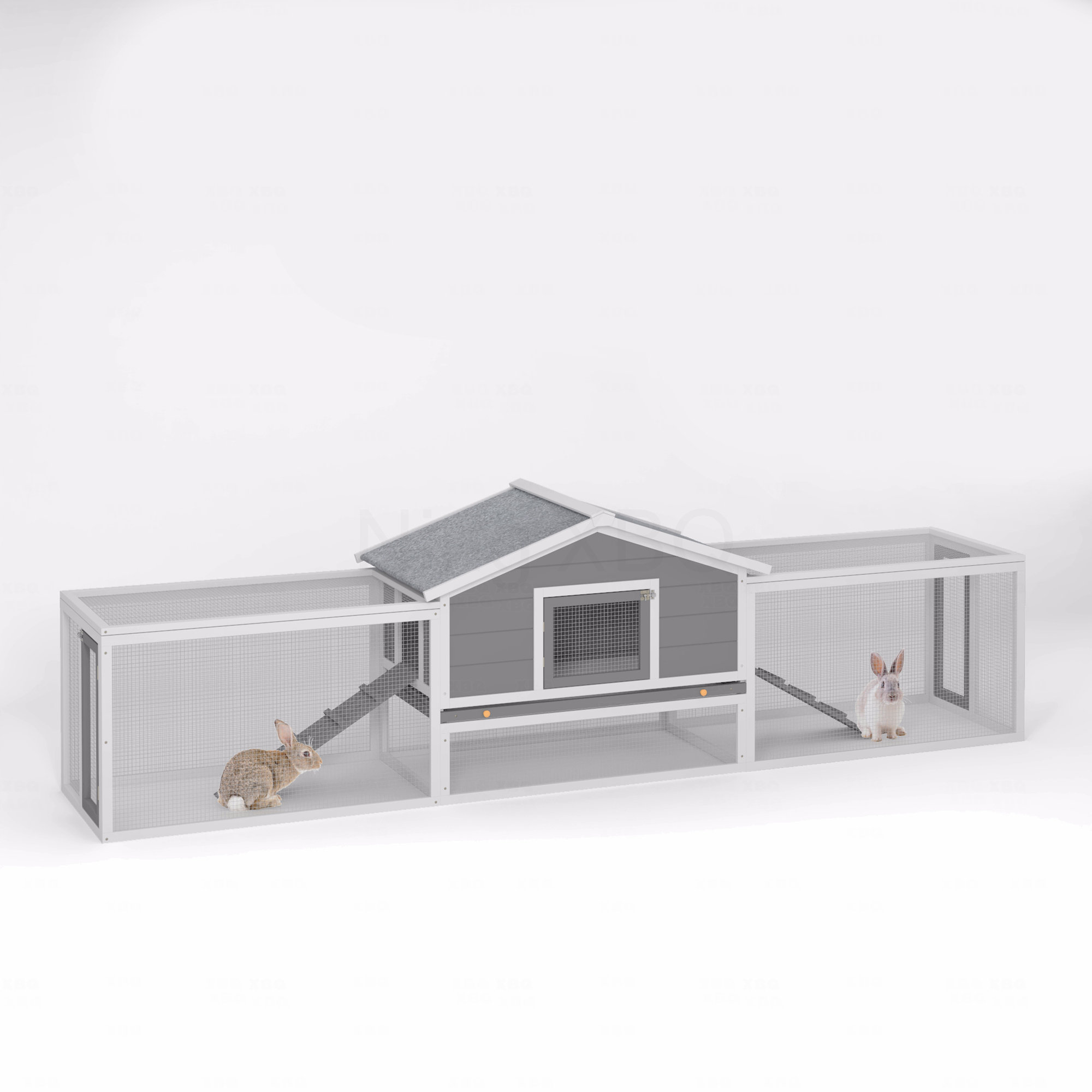 Red Barrel Studio 2-Storey Large Wooden Rabbit Hutch Pet House With ...