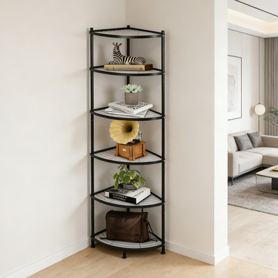 Multifunctional 6-tier Metal Corner Shelf, Space-saving Corner Storage Rack