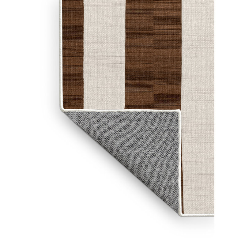 Tapis beige à carreaux lavable à la machine, Rond 7 pi
