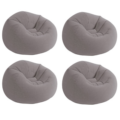 Intex Inflatable Contoured Corduroy Beanless Bag Lounge Chair, Gray by Intex