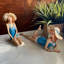 Ensemble de 2 figurines en résine de style bord de mer bleu avec des chapeaux de paille, 13 pouces de large