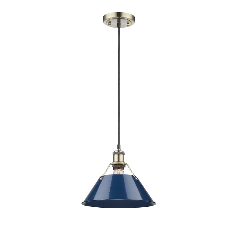 Weatherford 1 - Light Pendant, Navy Blue, Aged Brass, 130" H x 10" W x 10" D