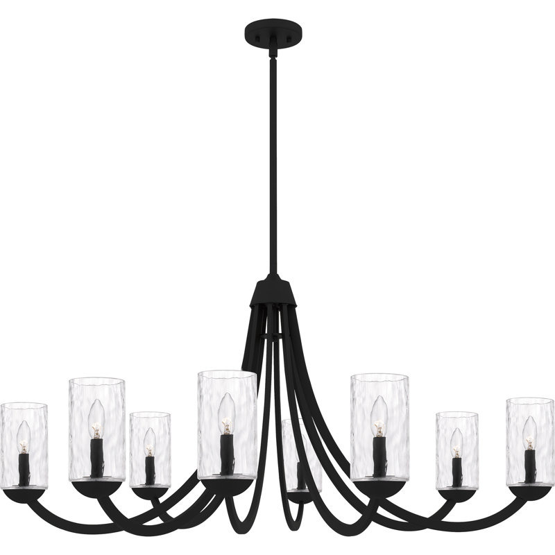 Lustre 8 lumières Allard, H 22 po x l 45 po x P 45 po, Noir mat, 8 lumières