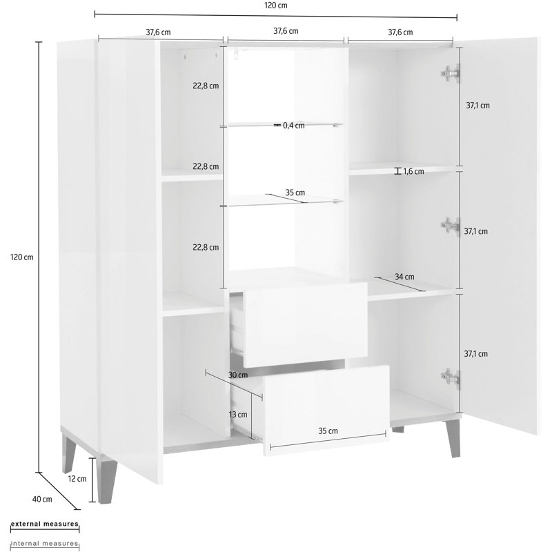 Avaan 120cm Sideboard, Maple Pereira/Slate