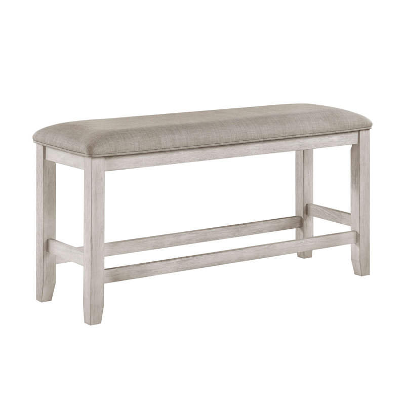 Modern Farmhouse Counter Height Dining Bench Upholstered Seat Wooden Furniture 1Pc