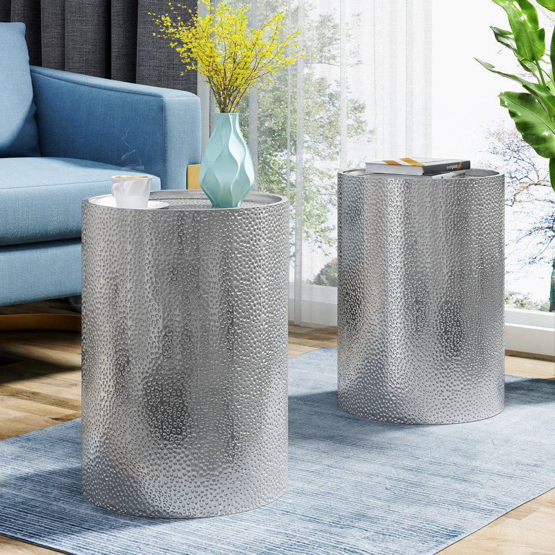 Table d'appoint en métal, Argent argent