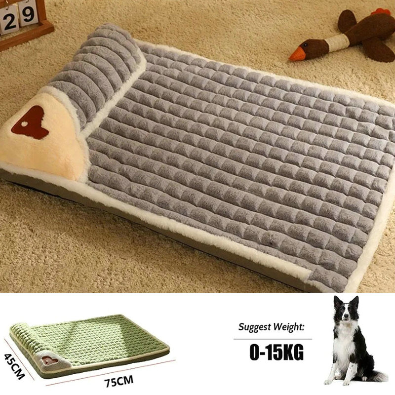 Matelas de lit moelleux lavable pour chien, L 29,5 po x P 17,7 po x H 4,7 po, gris, Moyen (26 à 40 lb)