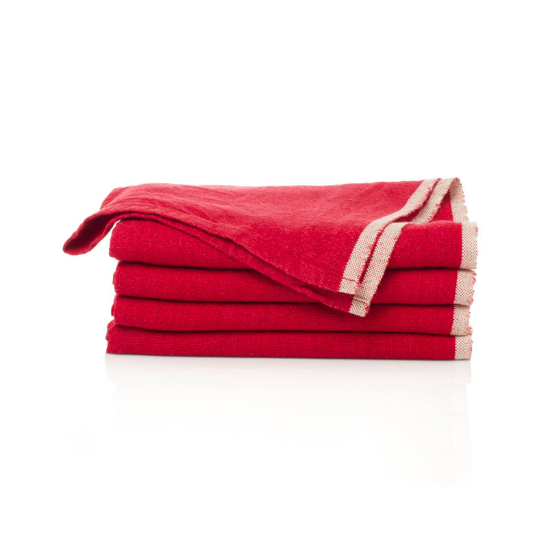 Chunky Linen Square Napkins, Red