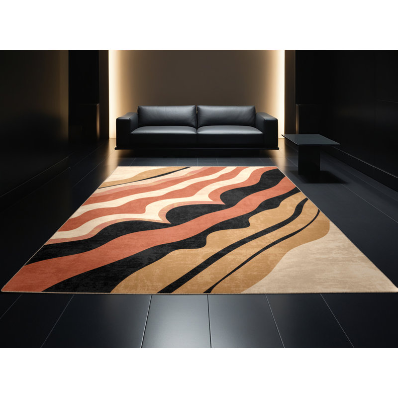 Tapis rose et beige audacieux lavable à la machine Joyce Pele Bold & Eclectic, 8 x 10