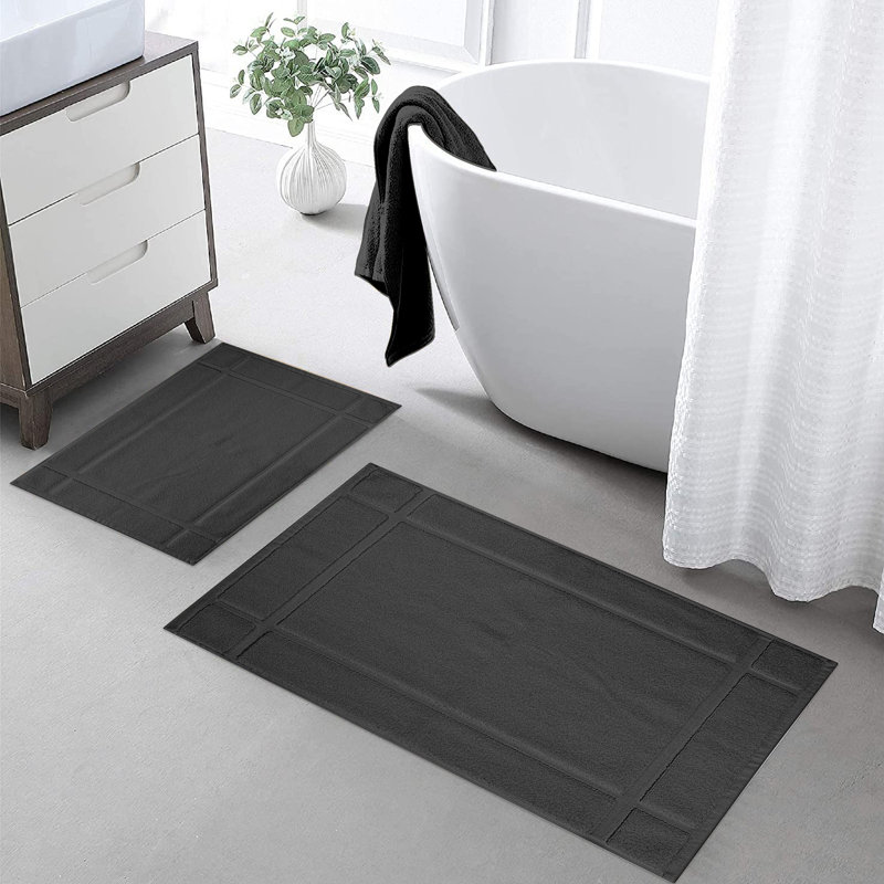 Ample Decor 100% Cotton Highly Absorbent Bath Mat for Bathroom Floor, Gray