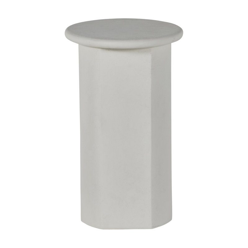 Elliptical White Cast Stone Oval Side Table