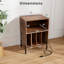 Record Player Stand w/Charging Station 5 Storage Compartments Anti-toppling Kits-1777008430