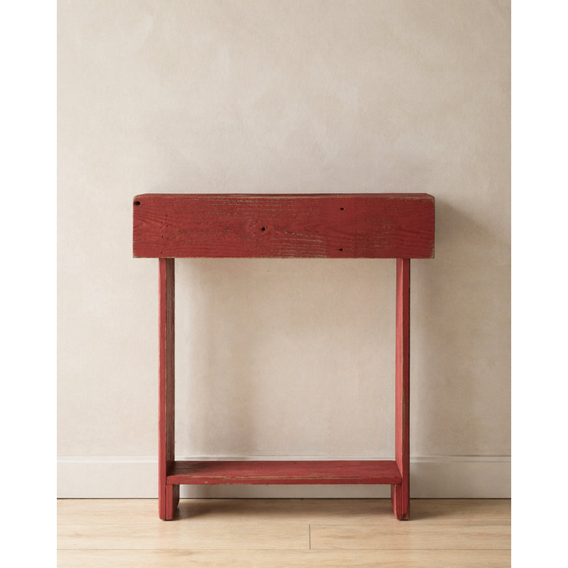  Slim Reclaimed Wood Console Table | Minimal Entryway Accent (26" x 8" x 30"H) Red, Red