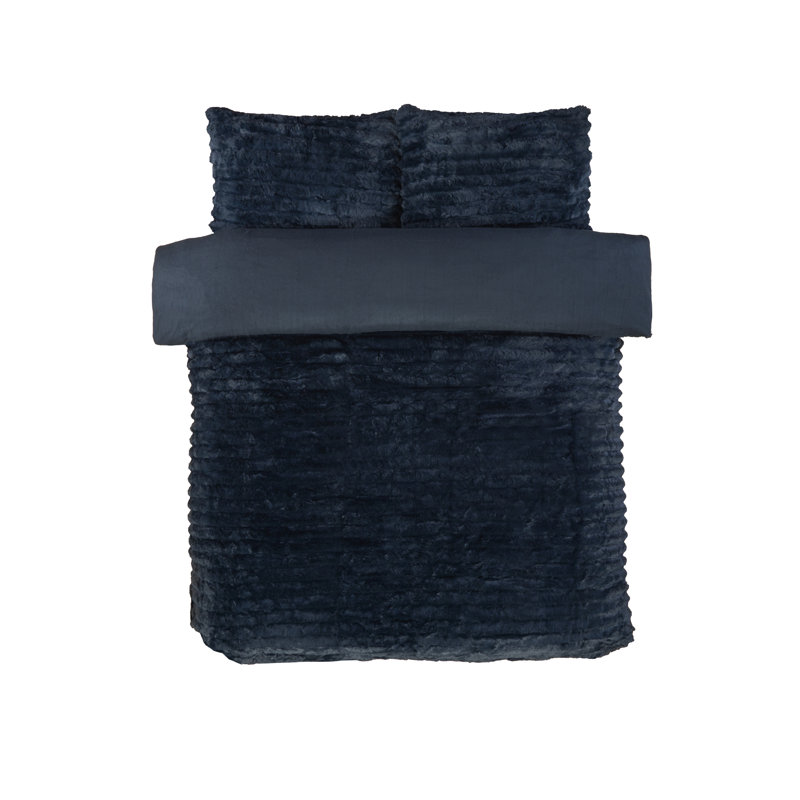 Aliyas Chunky Ribbed Duvet Set, Charcoal, Double Duvet Cover Set