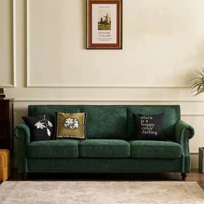 American Retro Light Luxury Green Sofa