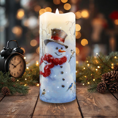 Snowman Fibre Optic Candle
