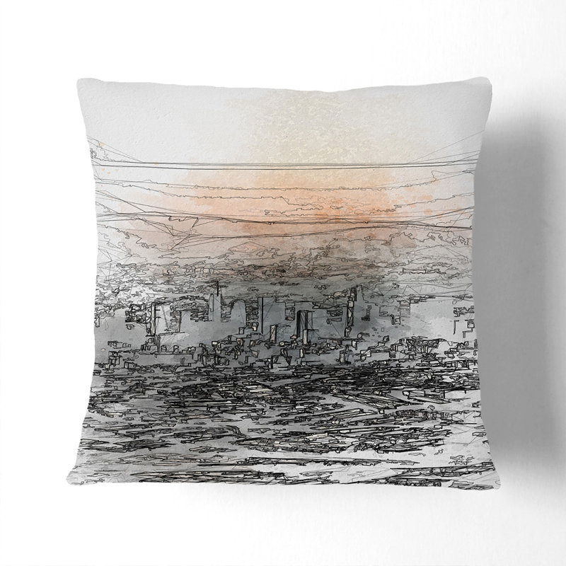 Abstract Square Throw Cushion, 40cm H x 40cm W x 15cm D, Black