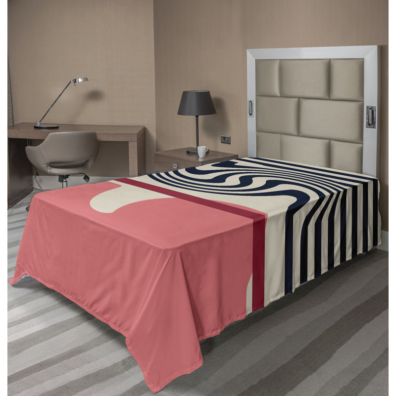Drap plat moderne de style bohème Ambesonne, Drap plat pour lit simple TG, Pastel Pink/Eggshell Ruby Abstract