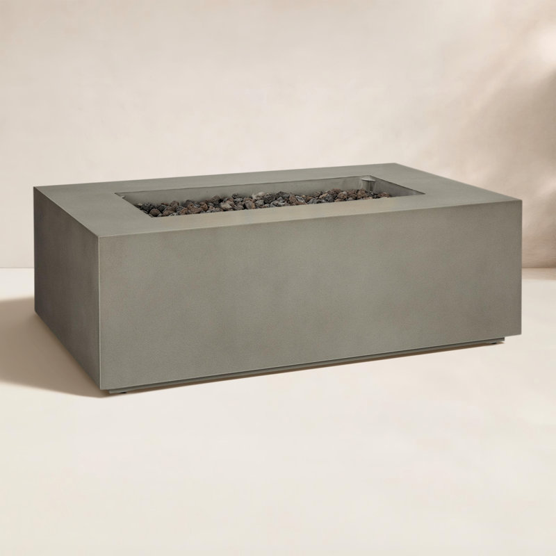 AEGEAN Propane / Natural Gas Outdoor Fire Pit Table, Mist Gray, 14.5" H x 41.75" W x 26" D