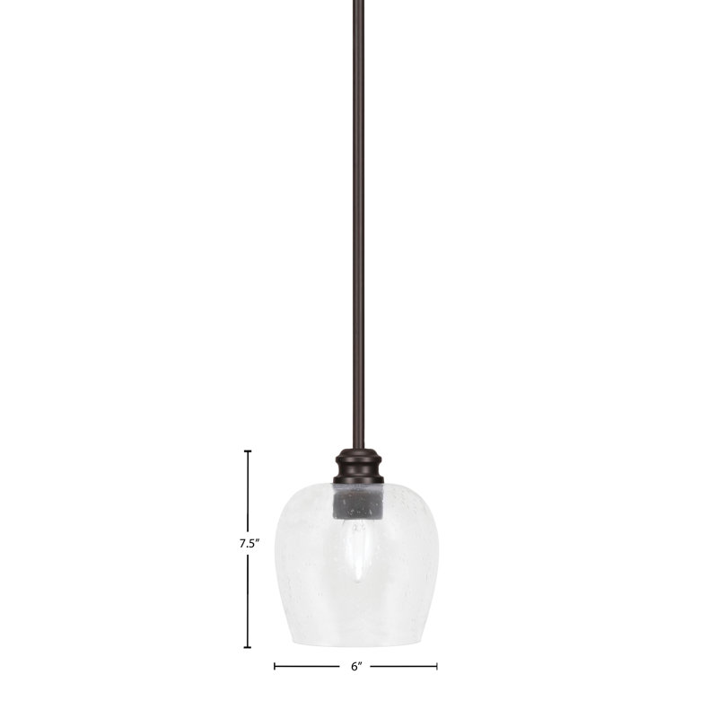 Edge Stem Hung Mini Pendant With 6" Clear Bubble Glass, Espresso