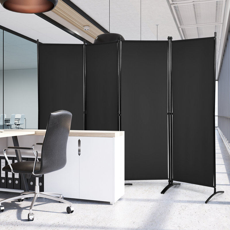 Nashe 220cm W x 173cm H 4 - Panel Folding Room Divider, Black