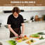 Ensemble de 3 planches à découper en bois de bambou avec compartiments - planches à découper pour la cuisine avec poignées intérieures et rainures à jus, plateau de service idéal et étal de boucher pour la viande, les légumes