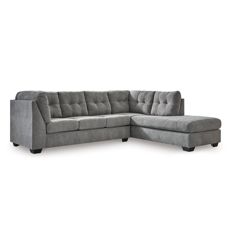 Canapé modulaire 2 pièces Ikumi, 100 % polyester gris, Accoudoir à droite (vu de face)