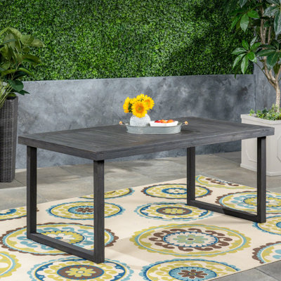 69" Wood Outdoor Dining Table, Sandblast Dark Gray Movement Cool