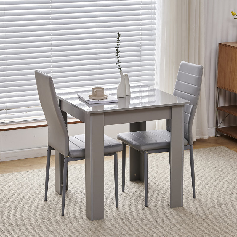 Dining Set, Grey Leather Line Chairs#2