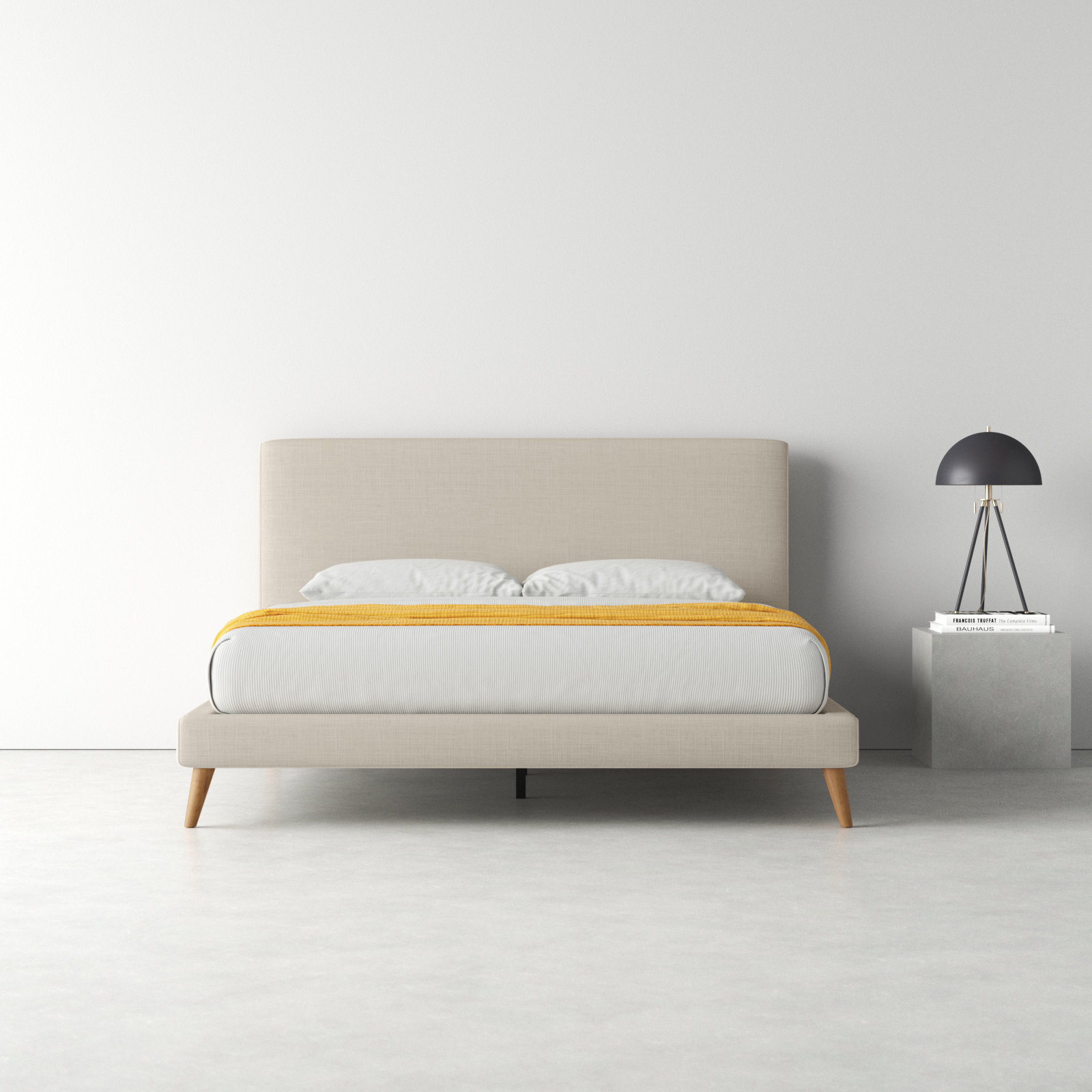 Williams Upholstered Bed, King, Beige Linen