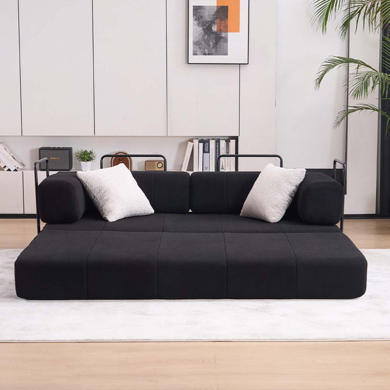 Canapé-lit pliant, canapé-lit convertible 78,5 po avec 2 coussins, Noir