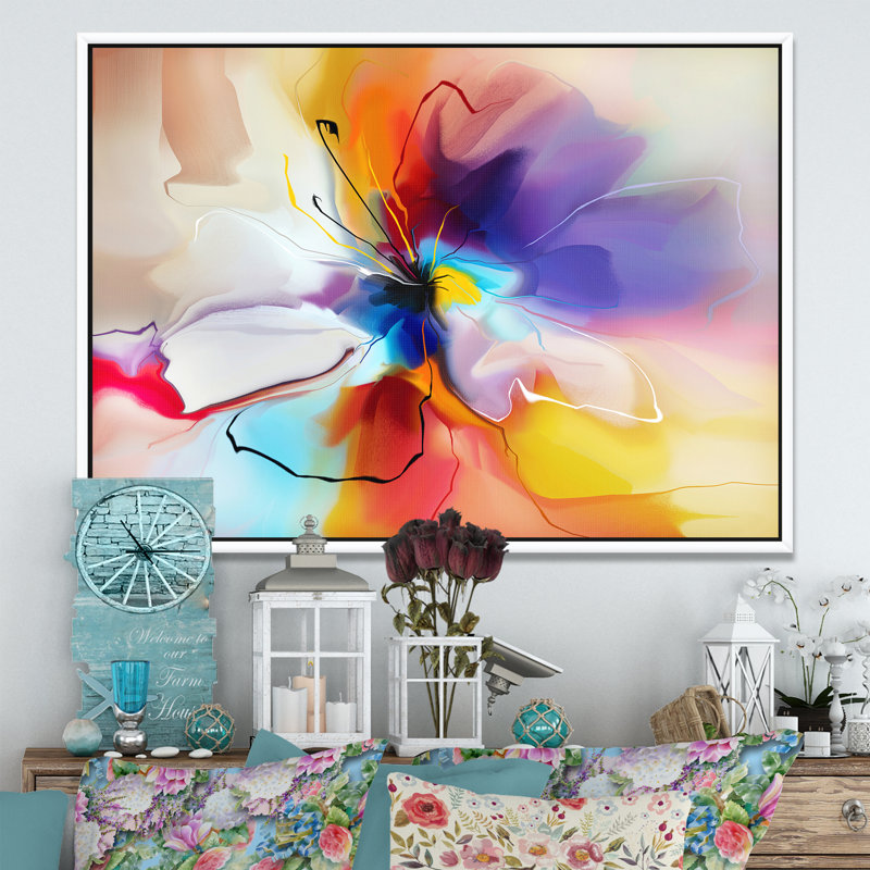 Creative Flower - impression d'art graphique, H 16 po x l 32 po x P 1 po, Cadre blanc