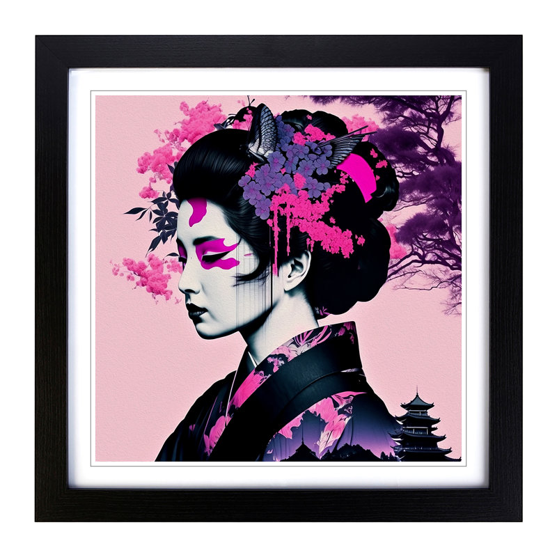 Geisha Vaporwave - Single Picture Frame Print on Wood