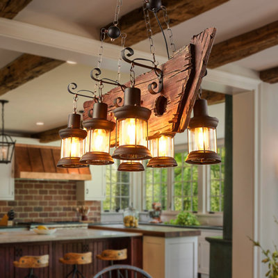 6 - Light Iron Dimmable Geometric Chandelier