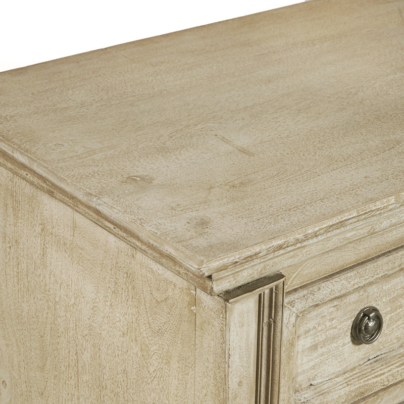 Natural Mango Veneer 3-Door Entertainment Console with Drawers
