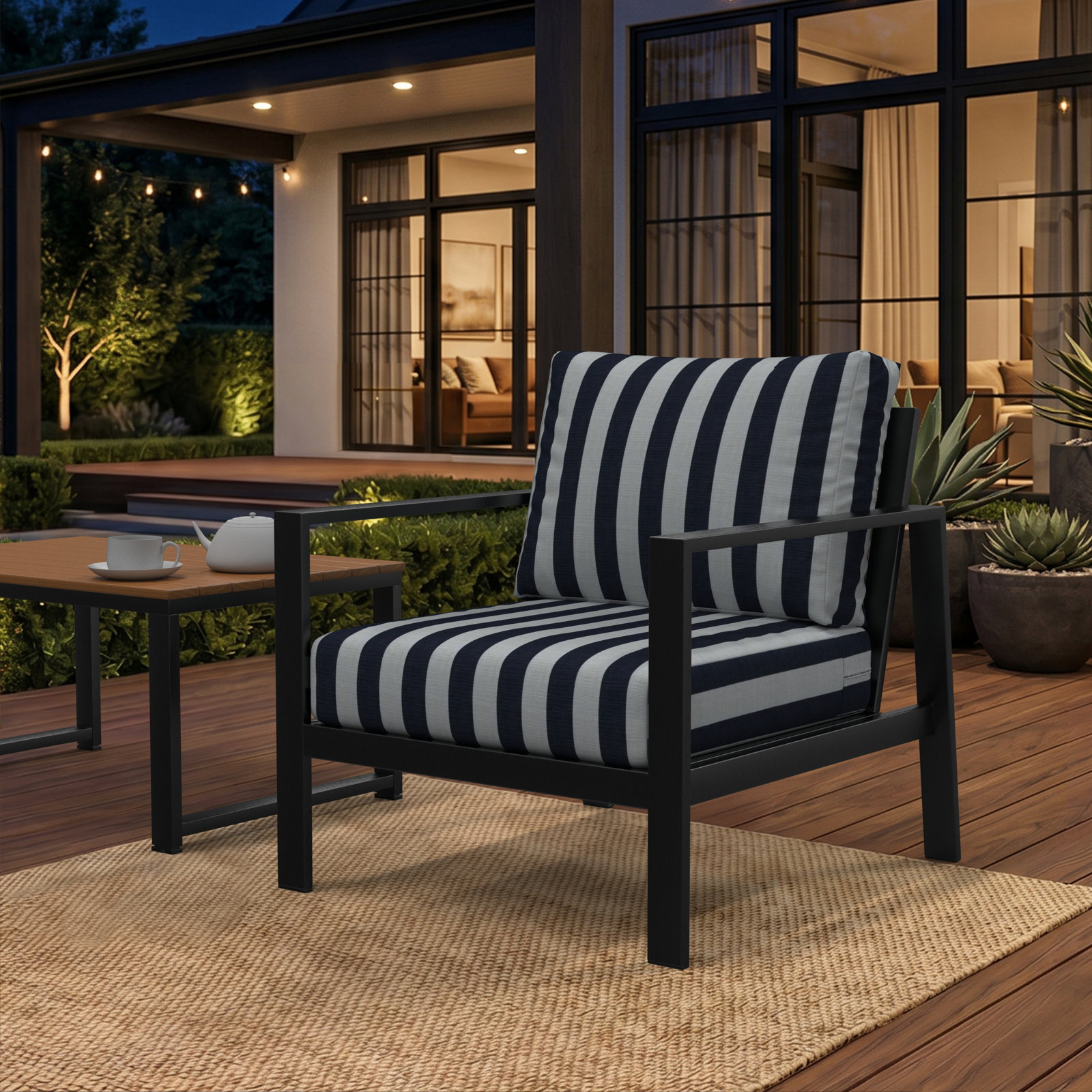 Lani 24" Sunbrella® Seat and Back Cushion, Sunbrella Expressive Mist Striped