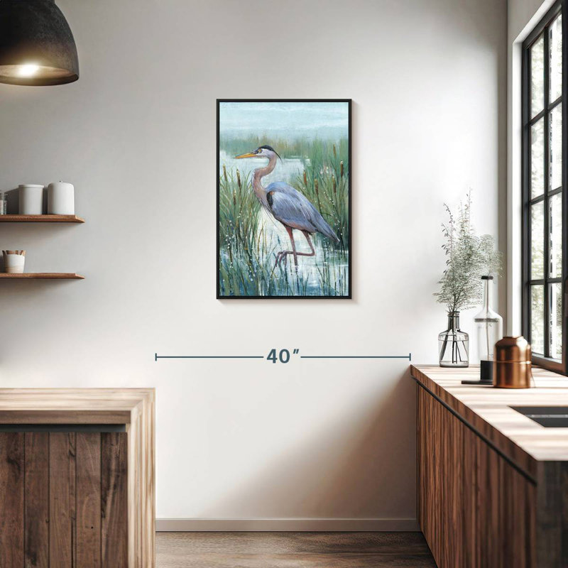 Maron héron II, Cadre flottant noir, 21 po x 31 po