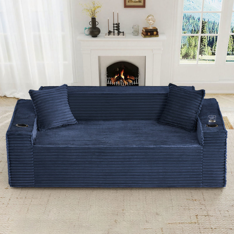 Canapé à billes de compression l 80 po, Bleu