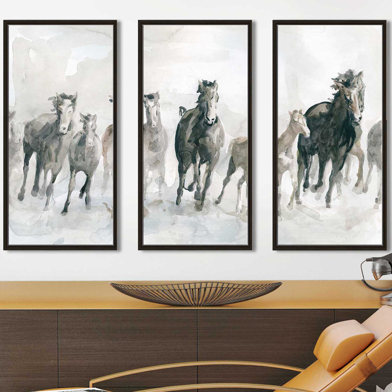 «Running Wild», ensemble de 3 reproductions sur toile flottantes, H 41,5 po x l 64,5 po x P 2 po