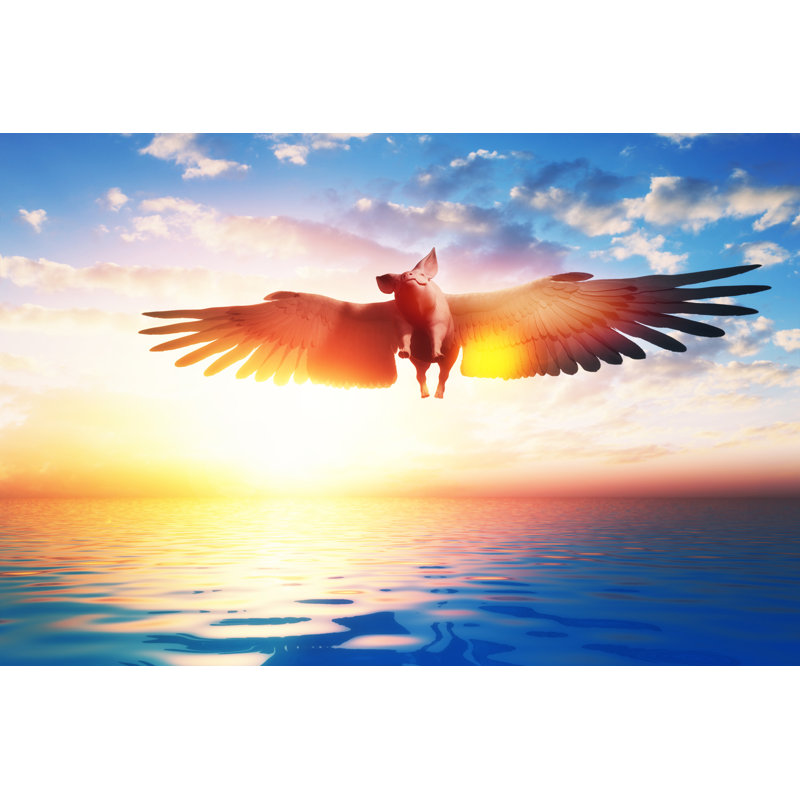 Smug Flying Pig by Gremlin - Wrapped Canvas Print, 51cm H x 76cm W