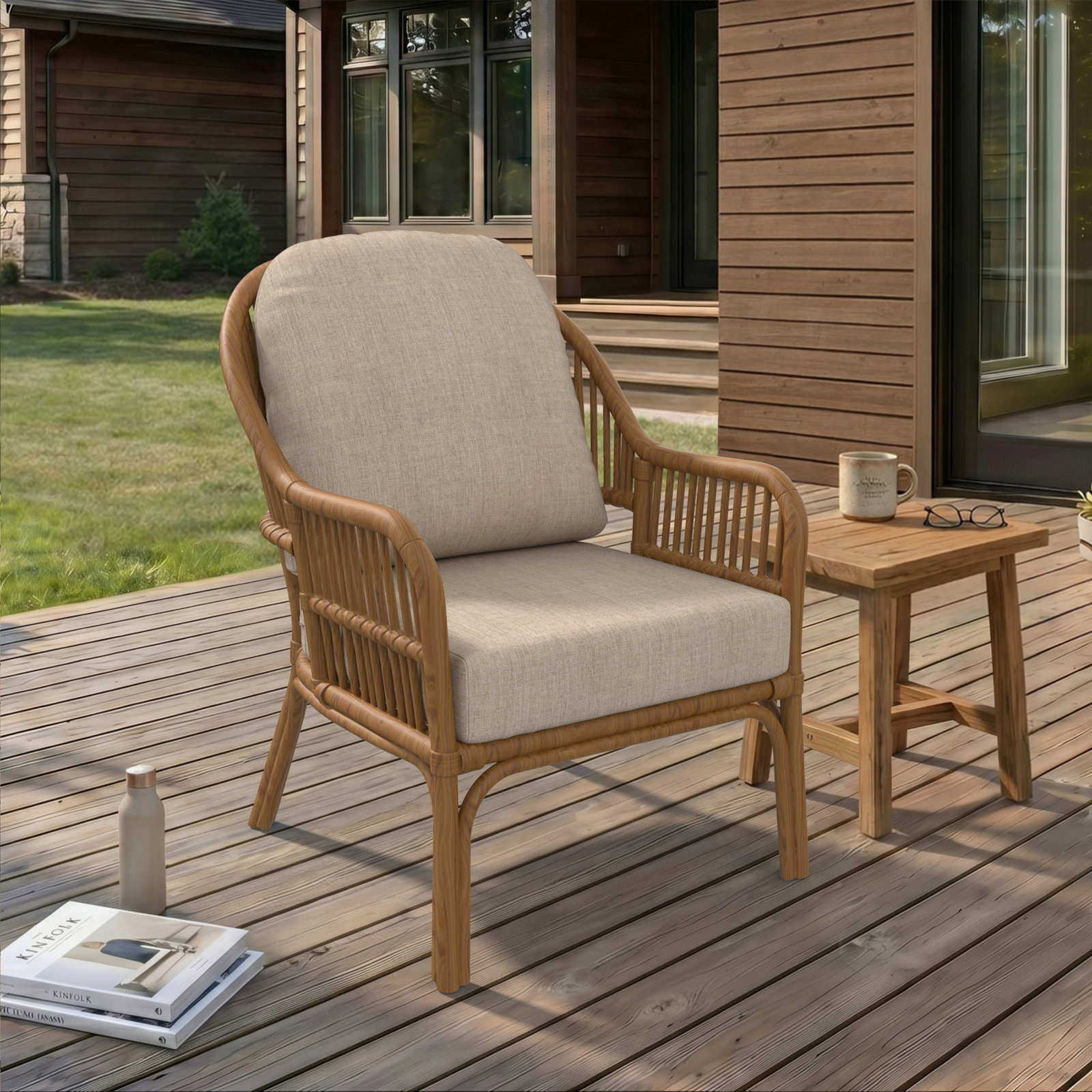 Amala 22" Sunbrella® Seat and Back Cushion, Cast Ash Sunbrella® Plainweave
