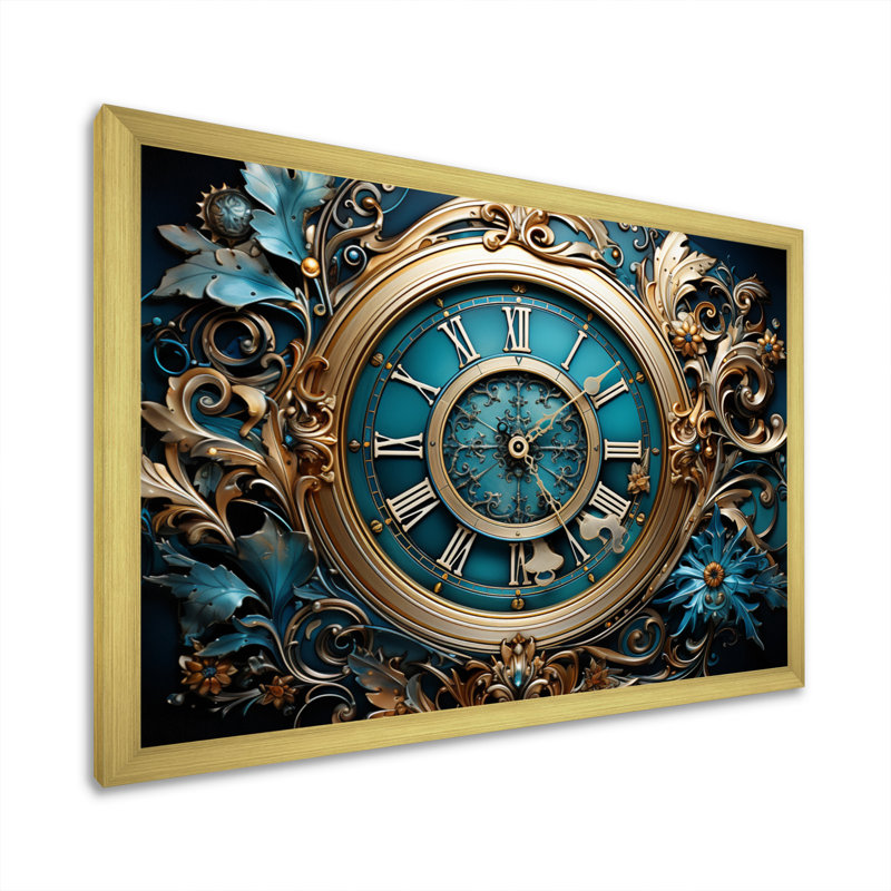 Clock Industrial Elegance II - Fashion Canvas Art Print, H 12 po x l 20 po x P 1 po, Encadrement doré
