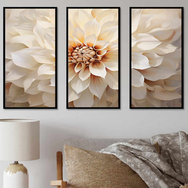 Minimalisme Dahlia I - ensemble de décoration murale Dahlia, Cadre flottant noir, H 28 po x l 36 po x P 1 po